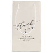 ミニマリストクリームブラックブライダルシャワーありがとう スモールペーパーバッグ (正面)