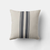 ミニマリストクリームホワイトとネイビーブルーストライプ クッション (裏面)