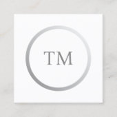 ミニマリストクリーンフェイクシルバーモノグラム弁護士 スクエア名刺 (正面)