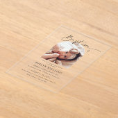 ミニマリストクロスバプテスマ&《キリスト教》洗礼式や命名式フォトアーチ アクリル招待状 (レイダウン)