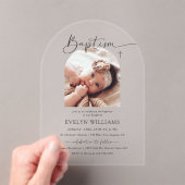 ミニマリストクロスバプテスマ&《キリスト教》洗礼式や命名式フォトアーチ アクリル招待状 (インサイチュ (ポータブル))