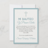 ミニマリストクロスバプテスマ&ファースト誕生日 サンキューカード (正面)