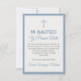 ミニマリストクロスバプテスマ&ファースト誕生日 サンキューカード