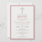 ミニマリストクロスバプテスマ&ファースト誕生日 招待状 (正面)