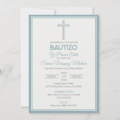 ミニマリストクロスバプテスマ&ファースト誕生日 招待状 (正面)