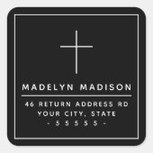 ミニマリストクロスブラック差出人住所 スクエアシール (正面)