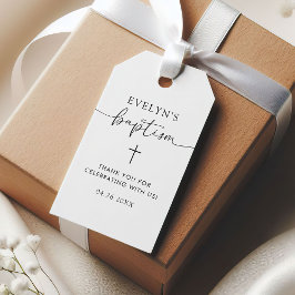 ミニマリストクロス個人名入り洗礼感謝 ギフトタグ