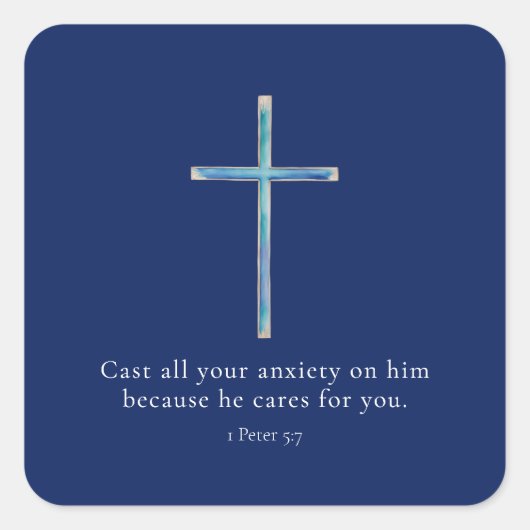 ミニマリストクロス 1ペテロ 5:7 スクエアシール (正面)