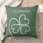ミニマリストクローバーリーフラインスケッチグリーンカスタム クッション (ブランケット)