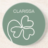 ミニマリストクローバーリーフラインスケッチグリーンカスタム コースター (正面)