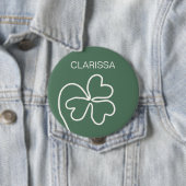 ミニマリストクローバーリーフラインスケッチグリーンカスタム 缶バッジ (インサイチュ)
