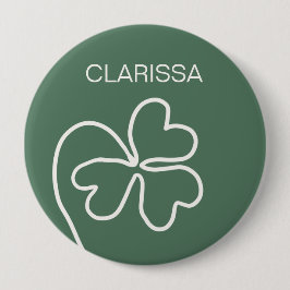 ミニマリストクローバーリーフラインスケッチグリーンカスタム 缶バッジ