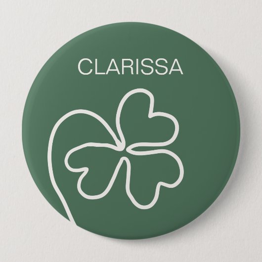 ミニマリストクローバーリーフラインスケッチグリーンカスタム 缶バッジ (正面)