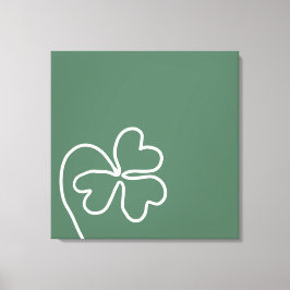 ミニマリストクローバーリーフラインスケッチグリーン キャンバスプリント