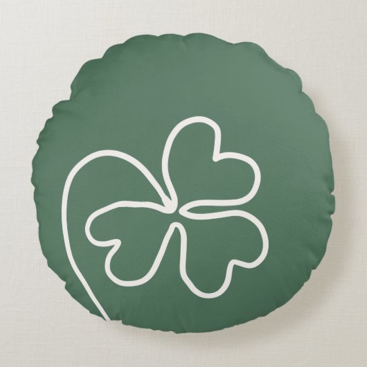 ミニマリストクローバーリーフラインスケッチグリーン ラウンドクッション (正面)