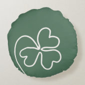 ミニマリストクローバーリーフラインスケッチグリーン ラウンドクッション (裏面)