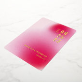 ミニマリストグラデーション日付カードを保存 箔招待状 (回転した状態)