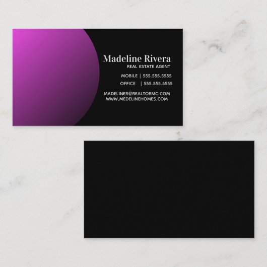 ミニマリストグラデーショ実在ン紫不動産業者 名刺 (正面/裏面)