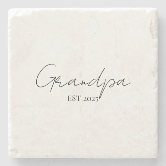 ミニマリストグランドパEST 2025 | 新しいおじいちゃんギフト ストーンコースター (正面)