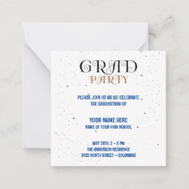 ミニマリストグラードパーティーブルーブラック&ホワイトスクリプト ノートカード