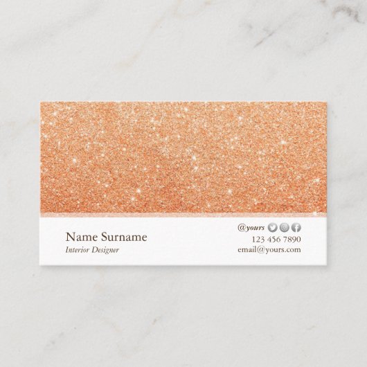 ミニマリストグリッターインテリアデザイナー名刺 名刺 (正面)