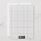 ミニマリストグリッドベビー統計フォトデザイン誕生 案内状 (裏面)