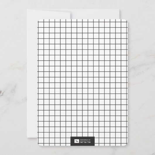 ミニマリストグリッドベビー統計フォトデザイン誕生 案内状 (裏面)