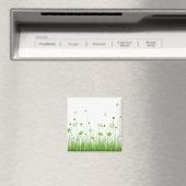 ミニマリストグリーンとホワイトポピーズメドウフローラ マグネット (インサイチュ (食洗機))