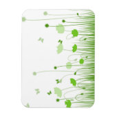 ミニマリストグリーンとホワイトポピーズメドウフローラ マグネット (縦)