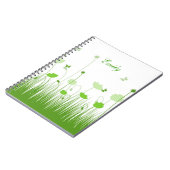 ミニマリストグリーンとホワイトポピー牧草地名 ノートブック (左側)