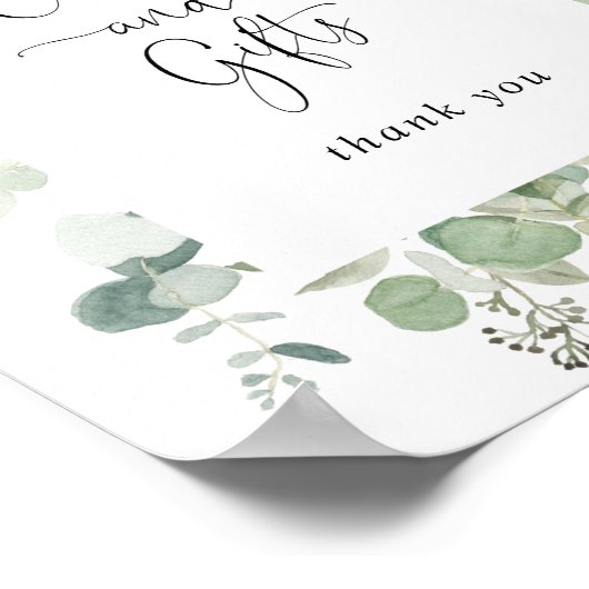 ミニマリストグリーンのユーカリカードとギフトサイン ポスター (角)