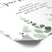 ミニマリストグリーンのユーカリ結婚式オープンバーサイン ポスター (角)