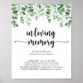 ミニマリストグリーンのユーカリ追悼サイン ポスター (正面)