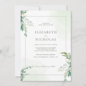 ミニマリストグリーンの結婚式招待状 招待状 (正面)
