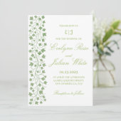 ミニマリストグリーンアイビー結婚式招待状 招待状 (スタンド正面)