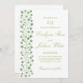 ミニマリストグリーンアイビー結婚式招待状 招待状 (正面/裏面)