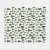 ミニマリストグリーンウォーター色の松の森パターン フリースブランケット (正面(横))