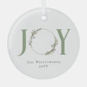 ミニマリストグリーンウォーター色リースジョークリスマス ガラスオーナメント (正面)