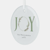 ミニマリストグリーンウォーター色リースジョークリスマス ガラスオーナメント (正面左)