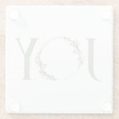 ミニマリストグリーンウォーター色リースジョークリスマス ガラスコースター (裏面)