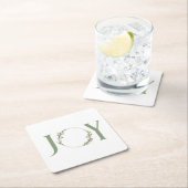 ミニマリストグリーンウォーター色リースジョークリスマス スクエアペーパーコースター (インサイチュ)