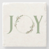 ミニマリストグリーンウォーター色リースジョークリスマス ストーンコースター (正面)