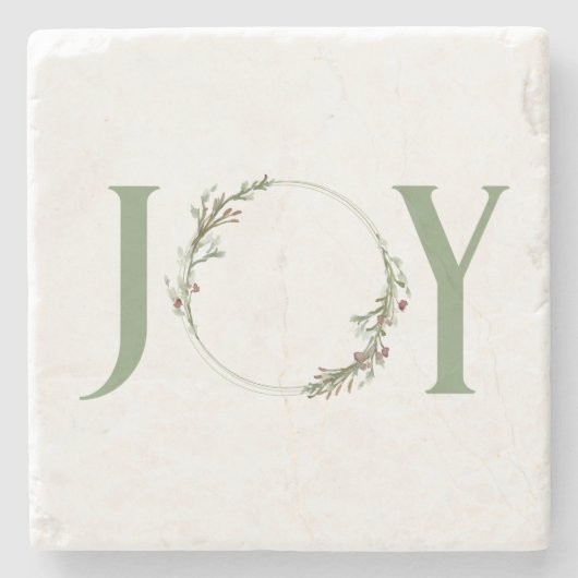 ミニマリストグリーンウォーター色リースジョークリスマス ストーンコースター (正面)