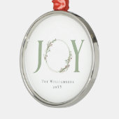 ミニマリストグリーンウォーター色リースジョークリスマス メタルオーナメント (左)