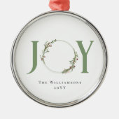 ミニマリストグリーンウォーター色リースジョークリスマス メタルオーナメント (正面)