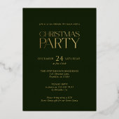 ミニマリストグリーンクリスマスパーティーフォトフォイル招待状 箔シーズンカード (裏面)