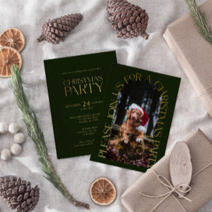 ミニマリストグリーンクリスマスパーティーフォトフォイル招待状 箔シーズンカード