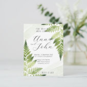 ミニマリストグリーンシダ結婚式招待状 ポストカード (スタンド正面)