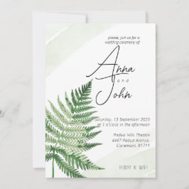 ミニマリストグリーンシダ結婚式招待状 招待状
