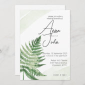ミニマリストグリーンシダ結婚式招待状 招待状 (正面/裏面)